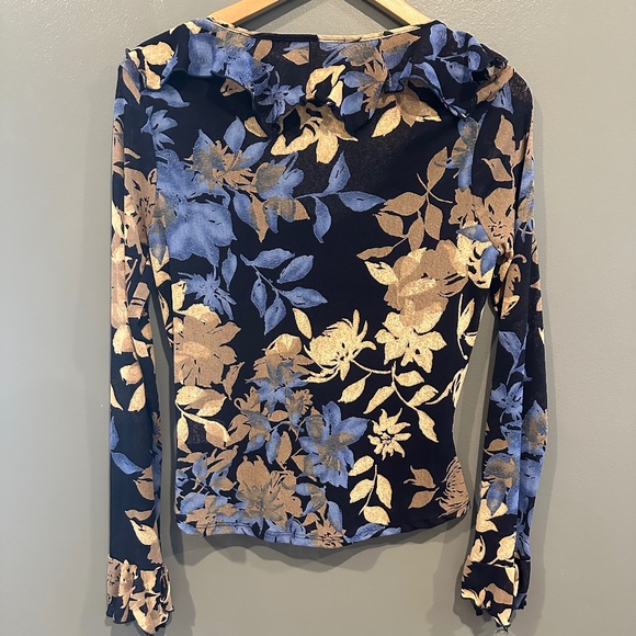 *GENTLY WORN* Vintage Y2K R Wear Rampage JR's LARGE Ruffled Sheer Floral Blouse - Picture 2 of 5